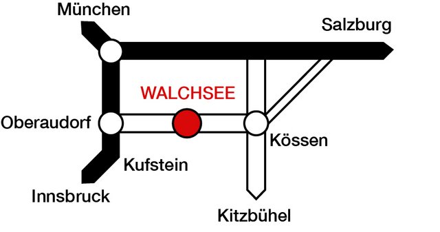 Anfahrtsskizze Camping Seespitz Walchsee